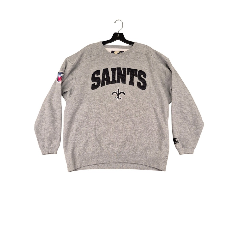 Vintage Starter New Orleans Saints NFL Sweatshirt Gray Large Crewneck‎ Embroider
